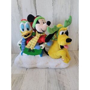 Gemmy Disney Pluto Mickey Mouse Donald AS IS 2004 plush animated Xmas figure